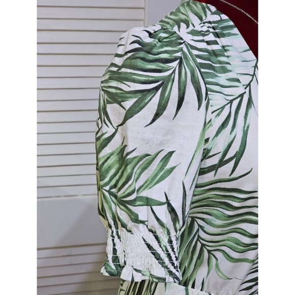 Alex Marie Women's Ashlyn Wrap Palm Paradise Print Linen Blend Dress Sz 8 2793‎ - Picture 5 of 10